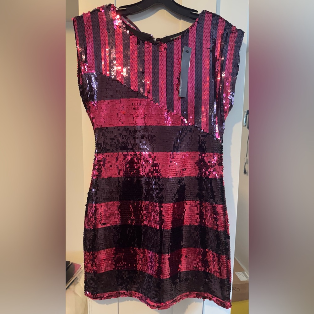 Atmosphere Pink and Black Sequin Mini Dress